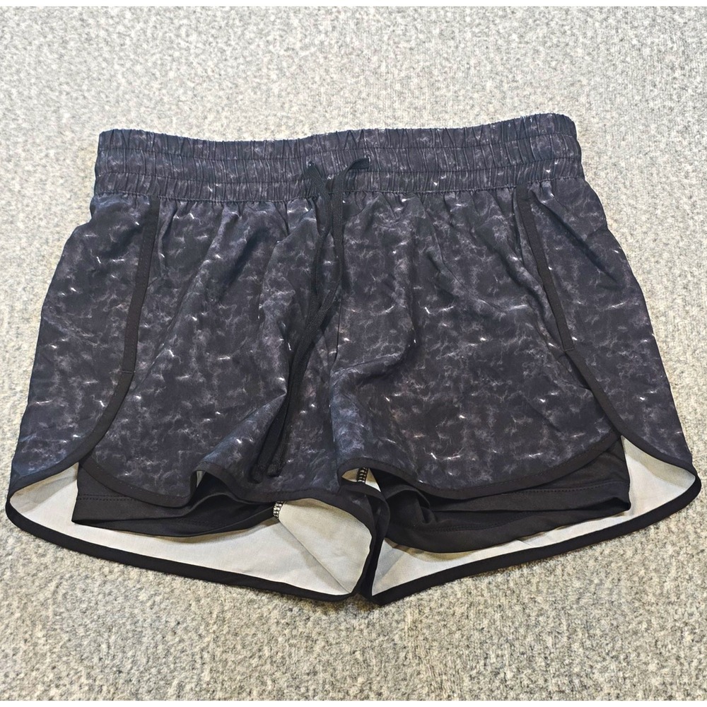 Velocity Women's Athletic Activewear Shorts S Black/Gray Abstract Drawstring